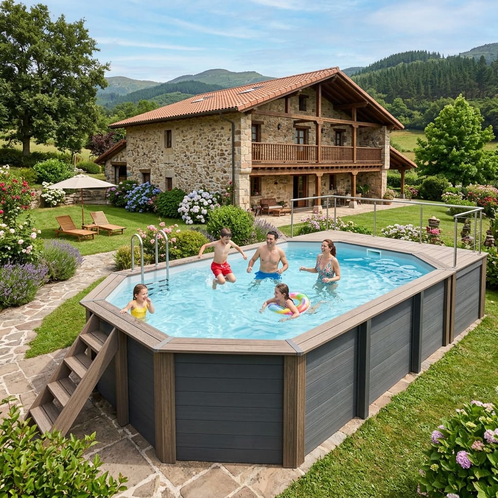 Instalación de piscina Gre madera